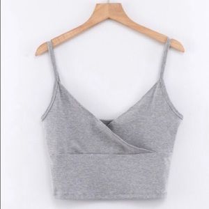 gray cross crop top